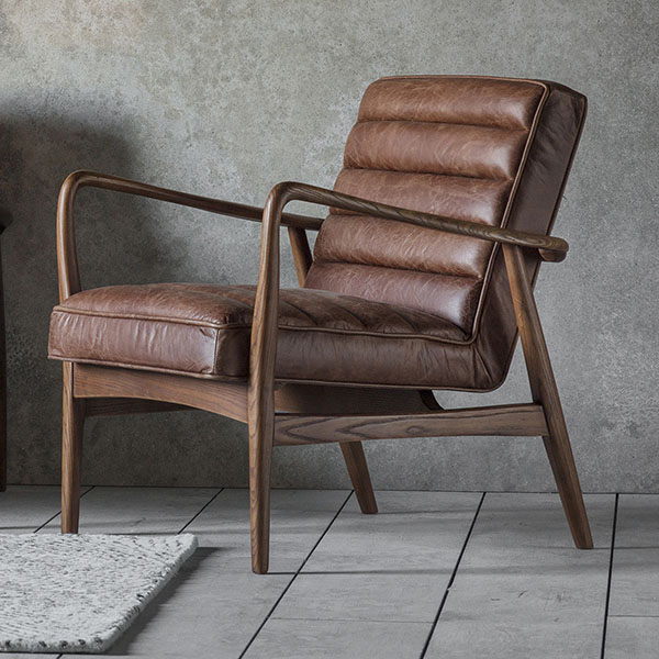 Gallery Direct Datsun Vintage Brown Leather Armchair