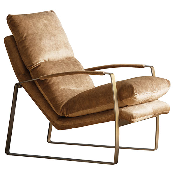 Gallery Direct Fabien leather armchair shown here in the ochre leather finish