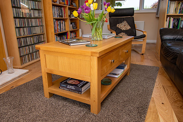 Devonshire Living Dorset Natural Oak Coffee Table with 2 Drawers in a happy customer's sitting room