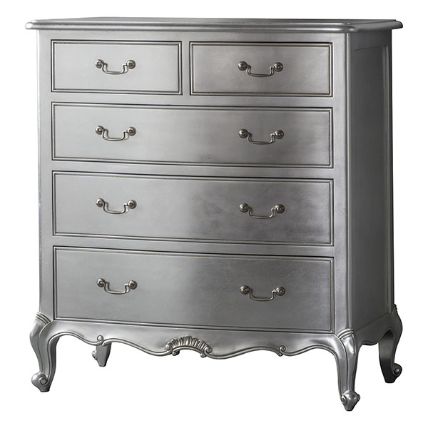 Gallery Direct Chic Silver 5 Drawer Chest of Drawers