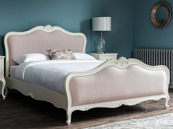 Gallery Direct Chic Vanilla White 5Ft King Size Linen Upholstered Bed