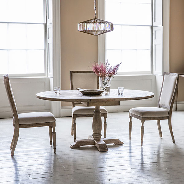 Gallery Direct Mustique Round Extending Dining Table & Side Dining Chairs