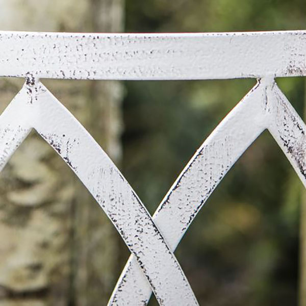 Harvest Direct Alberoni Distressed White Metal Outdoor Tree Bench - Close up image