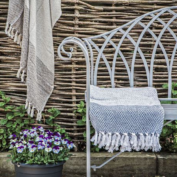 Harvest Direct Duchess Distressed Grey Metal Outdoor Bench - Close up image