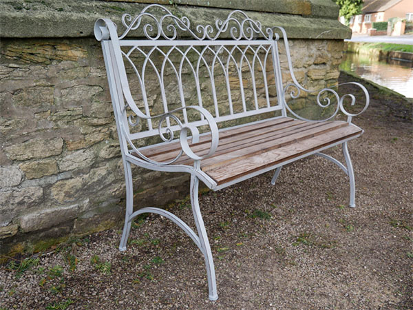 Antique Grey Iron / Fir Wood Garden Bench