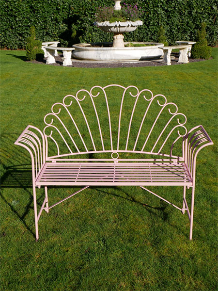 Pink Metal Garden Bench