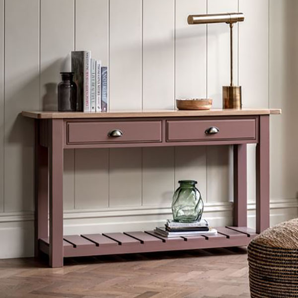 Harvest Direct Harrow Contemporary Clay Painted  / Oak 2 Drawer Console Table