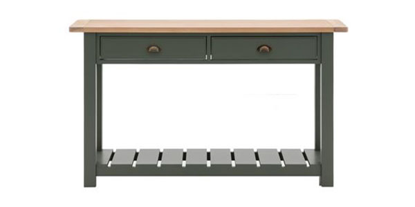 Harvest Direct Harrow Contemporary Moss Painted  / Oak  2 Drawer Console Table