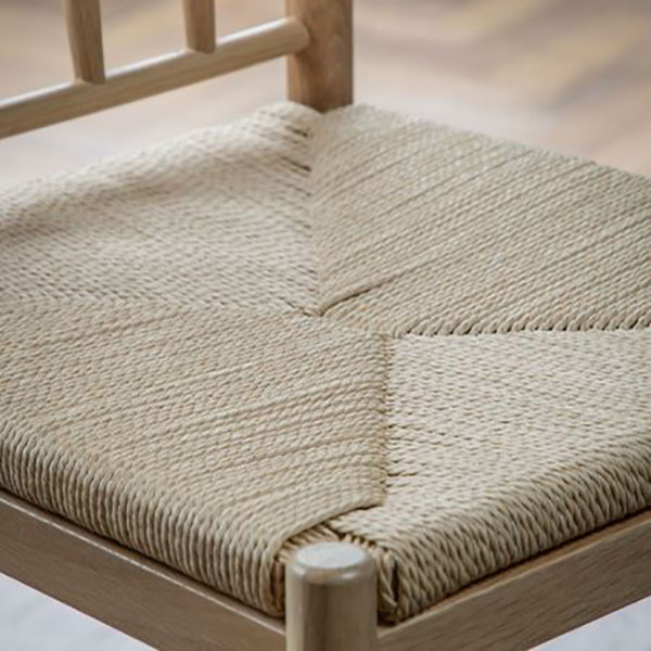 Harvest Direct Harrow Contemporary Natural Oak Bar Stool - Close up image of the rope woven seat