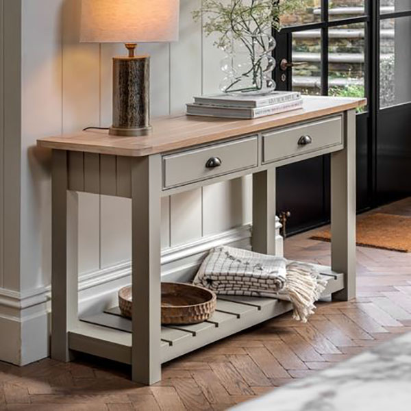 Harvest Direct Harrow Contemporary Prairie Painted  / Oak  2 Drawer Console Table