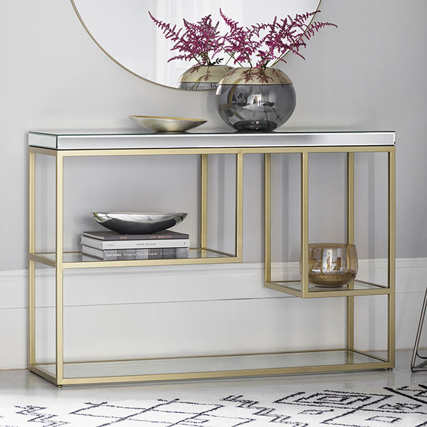 Harvest Direct Octavia Champagne Contemporary Console Table
