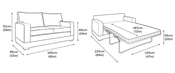 standard double sofa bed size