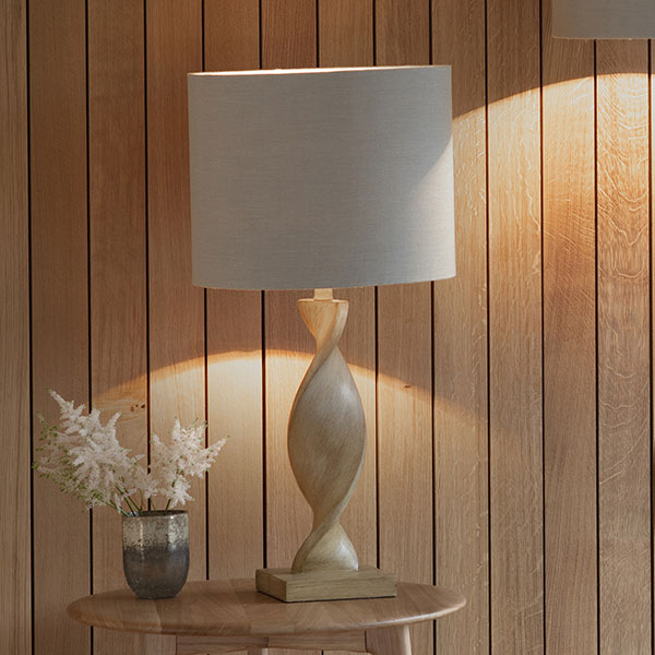 Harvest Direct Argenta Table Lamp with Natural Linen Fabric Shade
