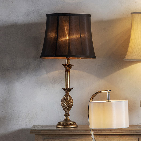 Harvest Direct Martino Table Lamp with Black Drum Shade