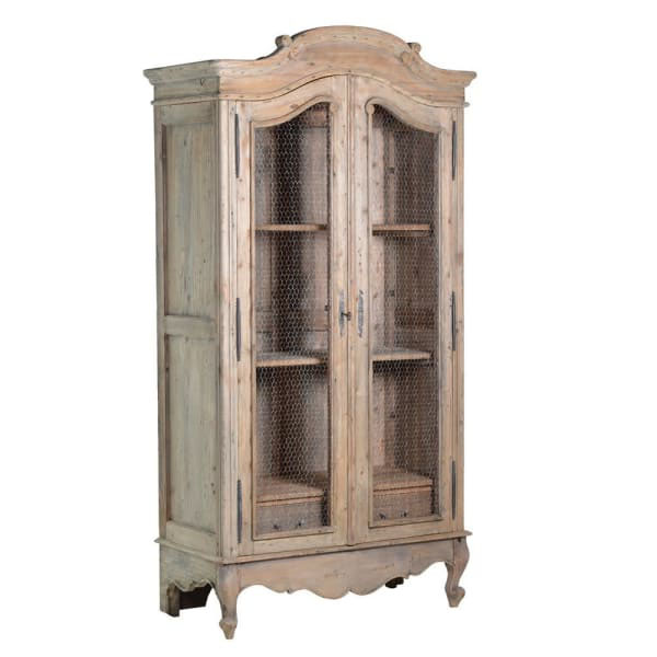Old Pine Chicken Wire French Armoire