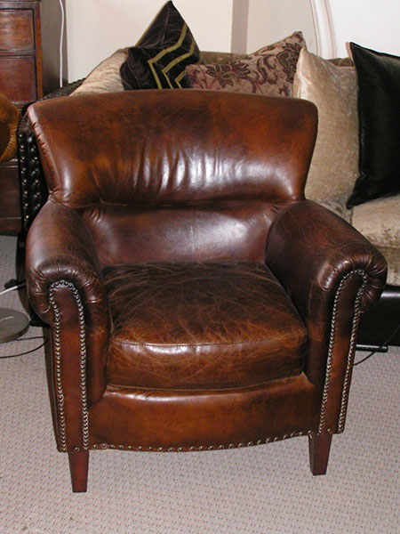 Highgrove Classic Vintage Brown Leather Armchair on display in our Southport furniture showrooms