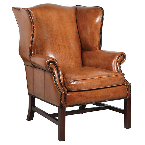 Edward Vintage Brown Leather Wing Chair