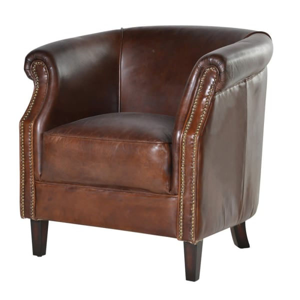 Vintage Brown Leather Chelsea Armchair