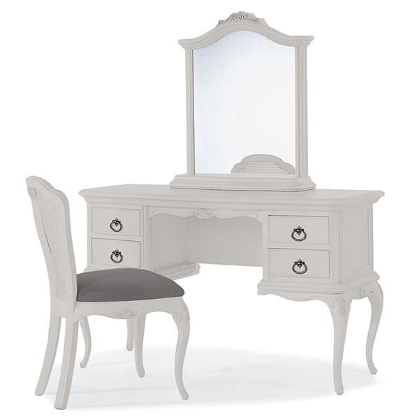 Willis & Gambier Etienne Grey Dressing Table, Gallery Mirror & Bedroom Chair