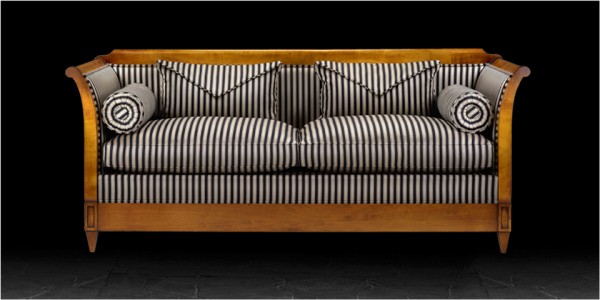 Artistic Upholstery Verona Sofa in Awning Stripe Black / Camel
