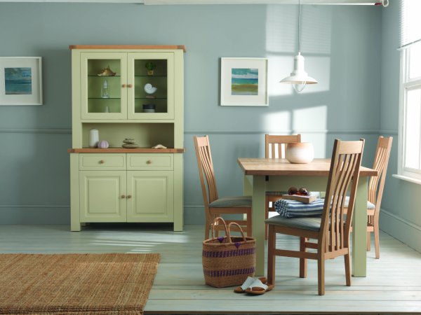 Charltons Bretatagne Oak Extending Dining Table, Dining Chairs &  2 Door 2  Drawer Sideboard & 2 Door 2 Drawer Dresser Top