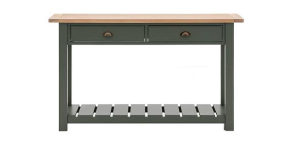 Gallery Direct Eton Contemporary Moss Painted / Oak 2 Drawer Console Table