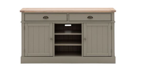 Gallery Direct Eton Contemporary Prairie Painted / Oak 2 Door 2 Drawer Sideboard