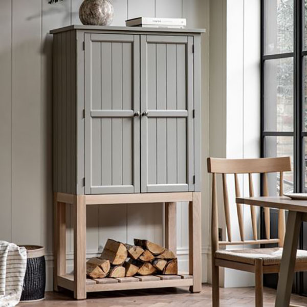 Gallery Direct Eton Contemporary Meteor Painted / Oak 2 Door Cupboard