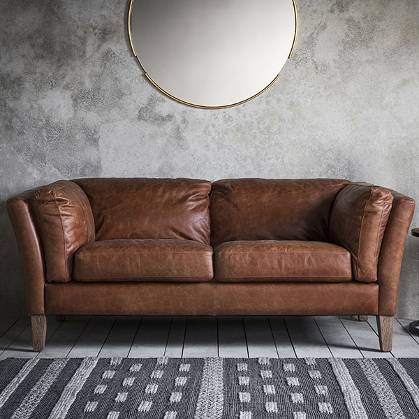 Gallery Direct Ebury Vintage Brown Leather Sofa