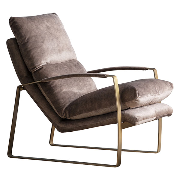 Gallery Direct Fabien leather armchair shown here in mineral leather.