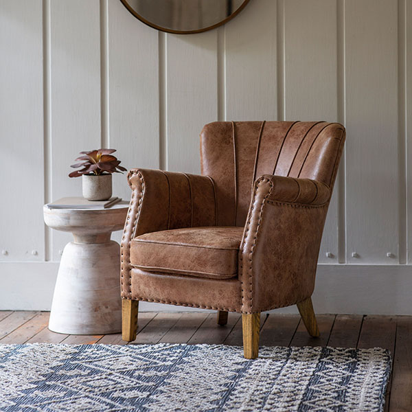 Gallery Direct Hickman Vintage Brown Leather Armchair