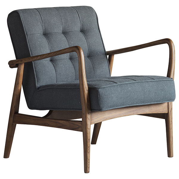 Gallery Direct Humber armchair shown here in the dark grey linen finish