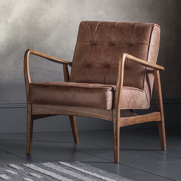 Gallery Direct Humber Vintage Brown Leather Armchair