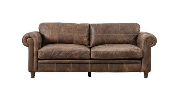 Gallery Direct Model 1 Vintage Brown 3 Seater Leather Sofa