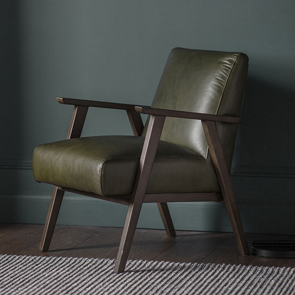 Gallery Direct Neyland Heritage Green Leather Armchair