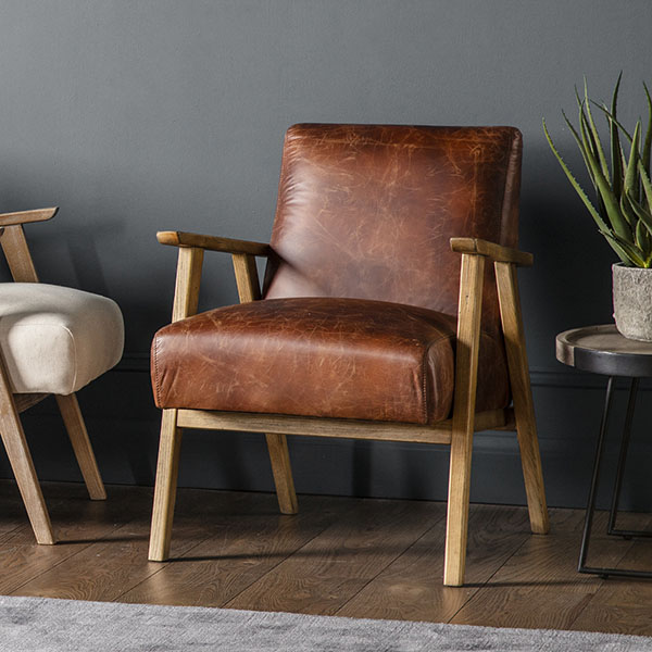 Gallery Direct Neyland Vintage Brown Leather Armchair