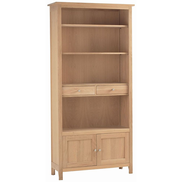 Corndell Nimbus Oak Large Bookcase with Cupboard and Drawers
