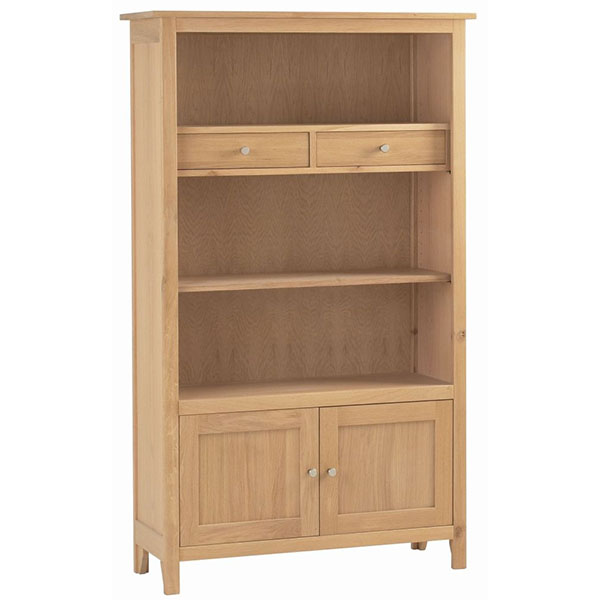 Corndell Nimbus Oak Medium Bookcase with Cupboard and Drawers