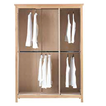 Corndell Nimbus Oak 3 Door Multi-Robe Wardrobe - Interior showing double hanging configuration