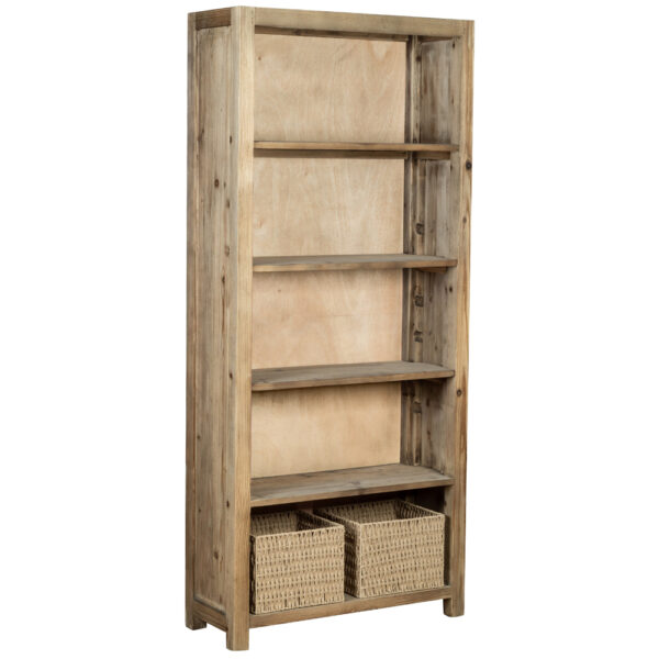 Devonshire Living Chiltern Reclaimed Pine Bookcase with 2 Baskets