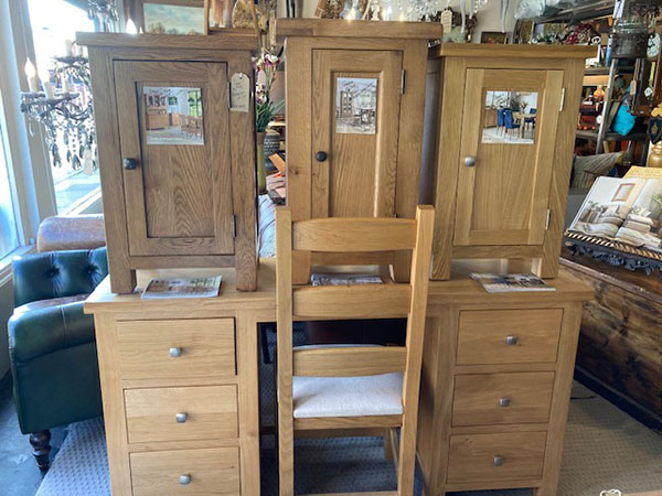 Devonshire Living furniture on display in our showrooms including some Dorset Natural Oak pieces