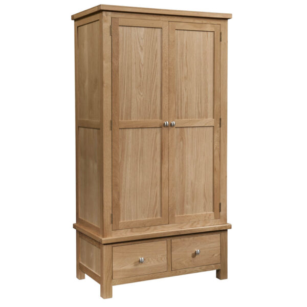 Devonshire Living Dorset Natural Oak Double Wardrobe with 2 Drawers