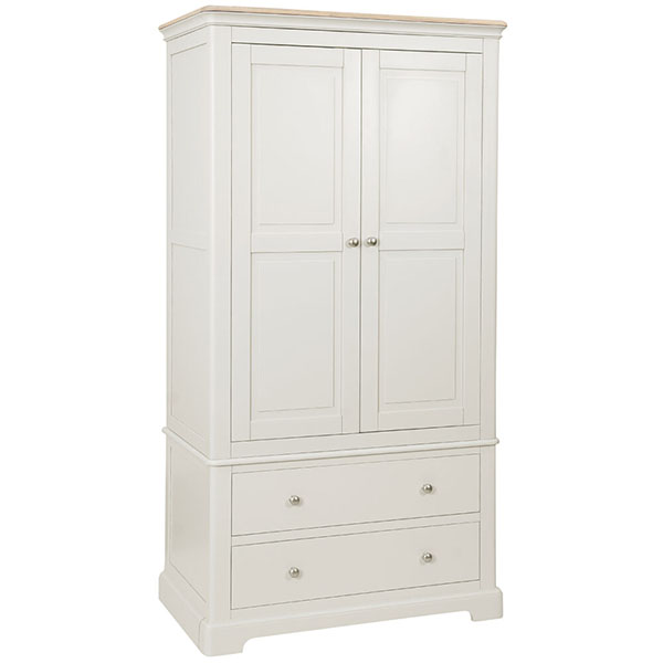 Devonshire Living Lydford Oak Painted Gents Double Wardrobe with 2 Drawers