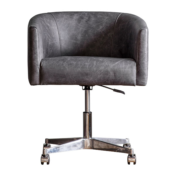Gallery Direct Feynham Antique Ebony Leather Swivel Chair