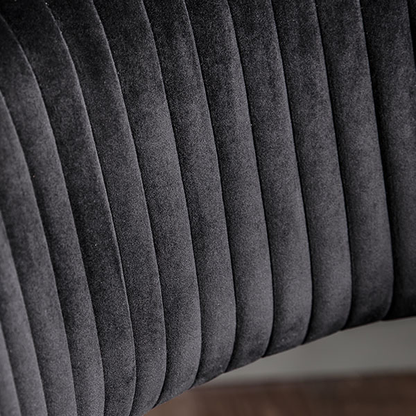 Gallery Direct Murray Black Velvet Swivel Chair - Close up of the ribbed black velvet on the Murrary black swivel office chair