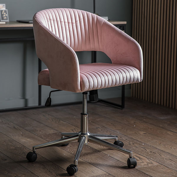 Gallery Direct Murray Pink Velvet Swivel Chair