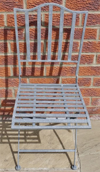 Industrial Grey Metal Garden Chair - Close up image
