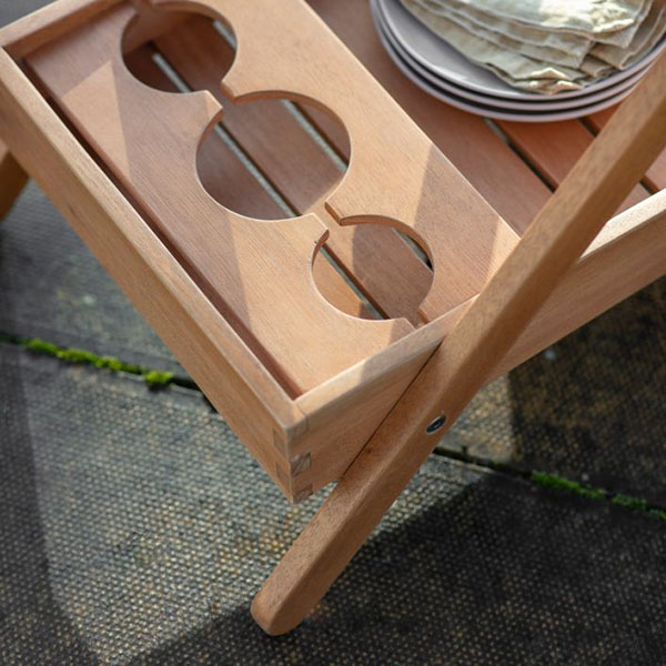 Gallery Direct Tanita Outdoor Drinks Trolley - Close up image of the bottom shelf