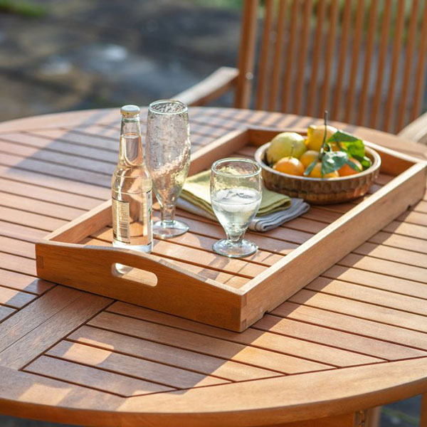 Gallery Direct Tanita Outdoor Drinks Trolley - Close up of the removable drinks trat