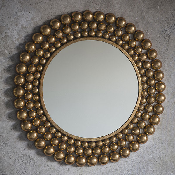 Gallery Direct Cream Clayton Round Antique Gold Leaf Wall Mirror